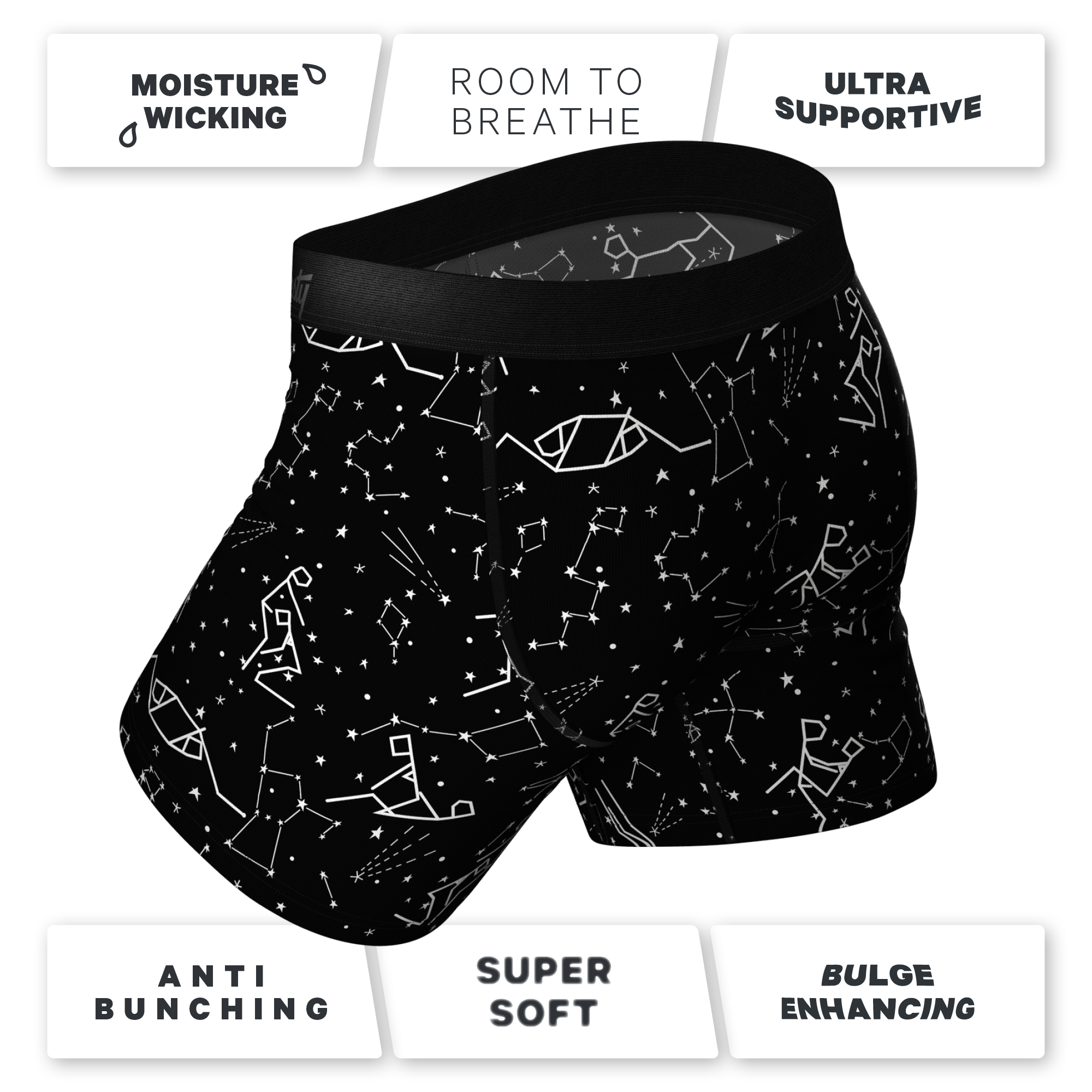 The Big Bang | Glow In The Dark Constellation Ball Hammock® Pouch Underwear With Fly