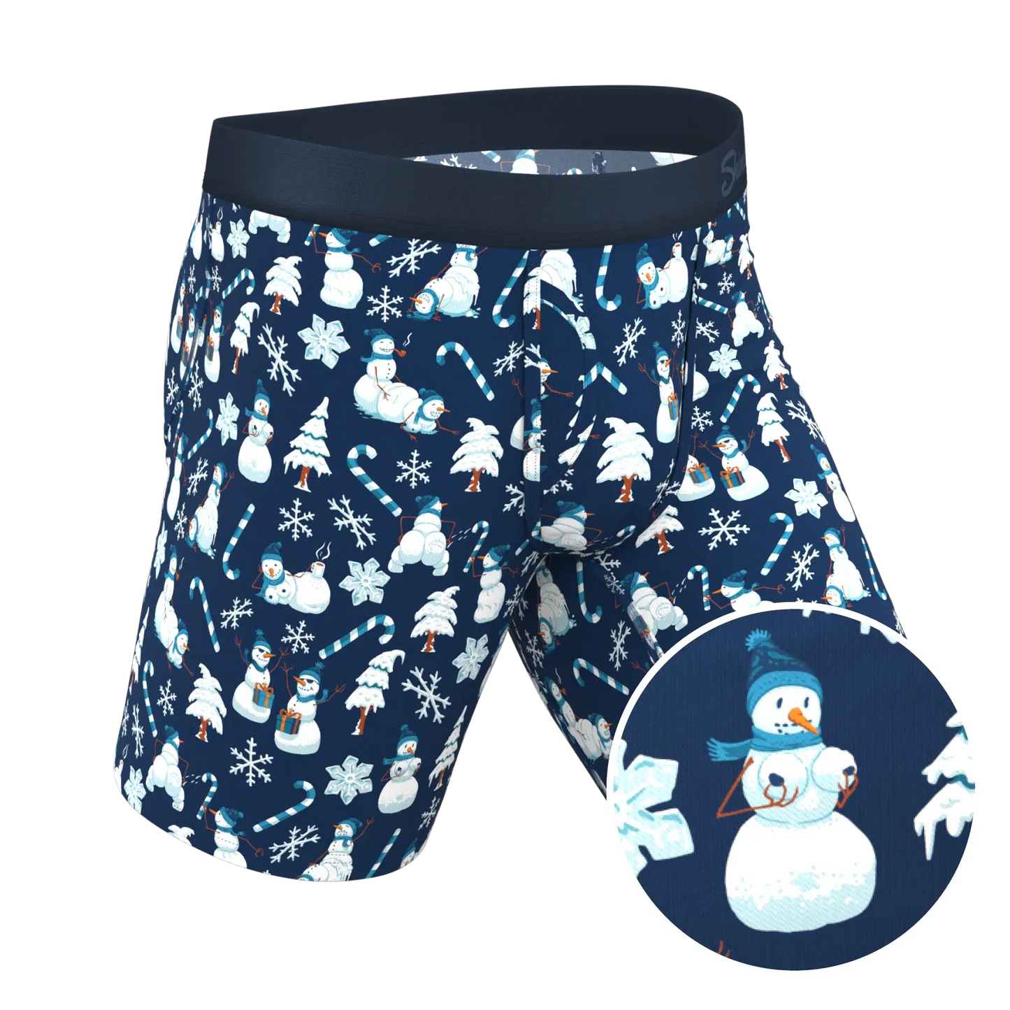 The Big Blizzard | Naughty Snowmen Long Leg Ball Hammock® Pouch Underwear With Fly - Shinesty - Flyclothing LLC