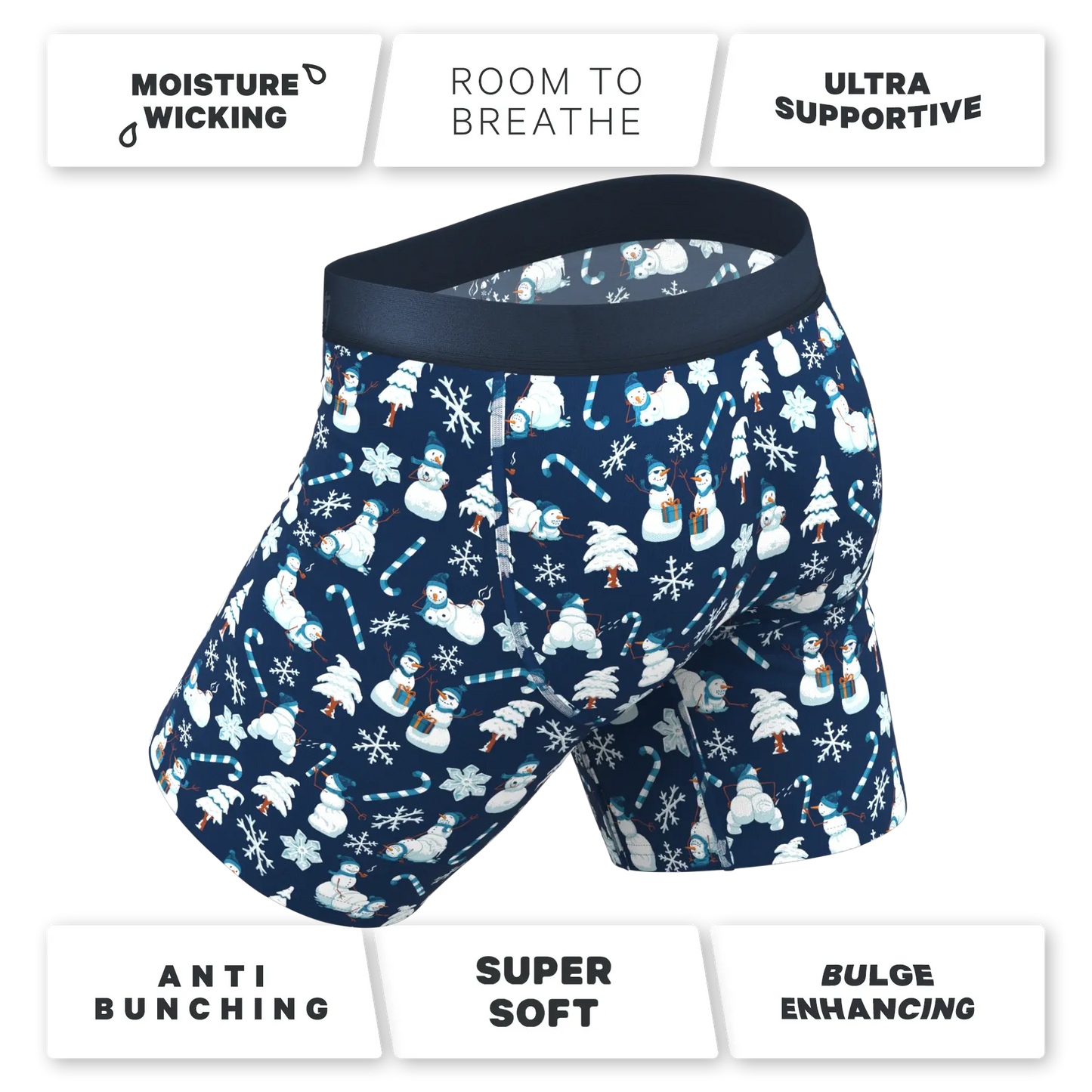 The Big Blizzard | Naughty Snowmen Long Leg Ball Hammock® Pouch Underwear With Fly - Shinesty - Flyclothing LLC