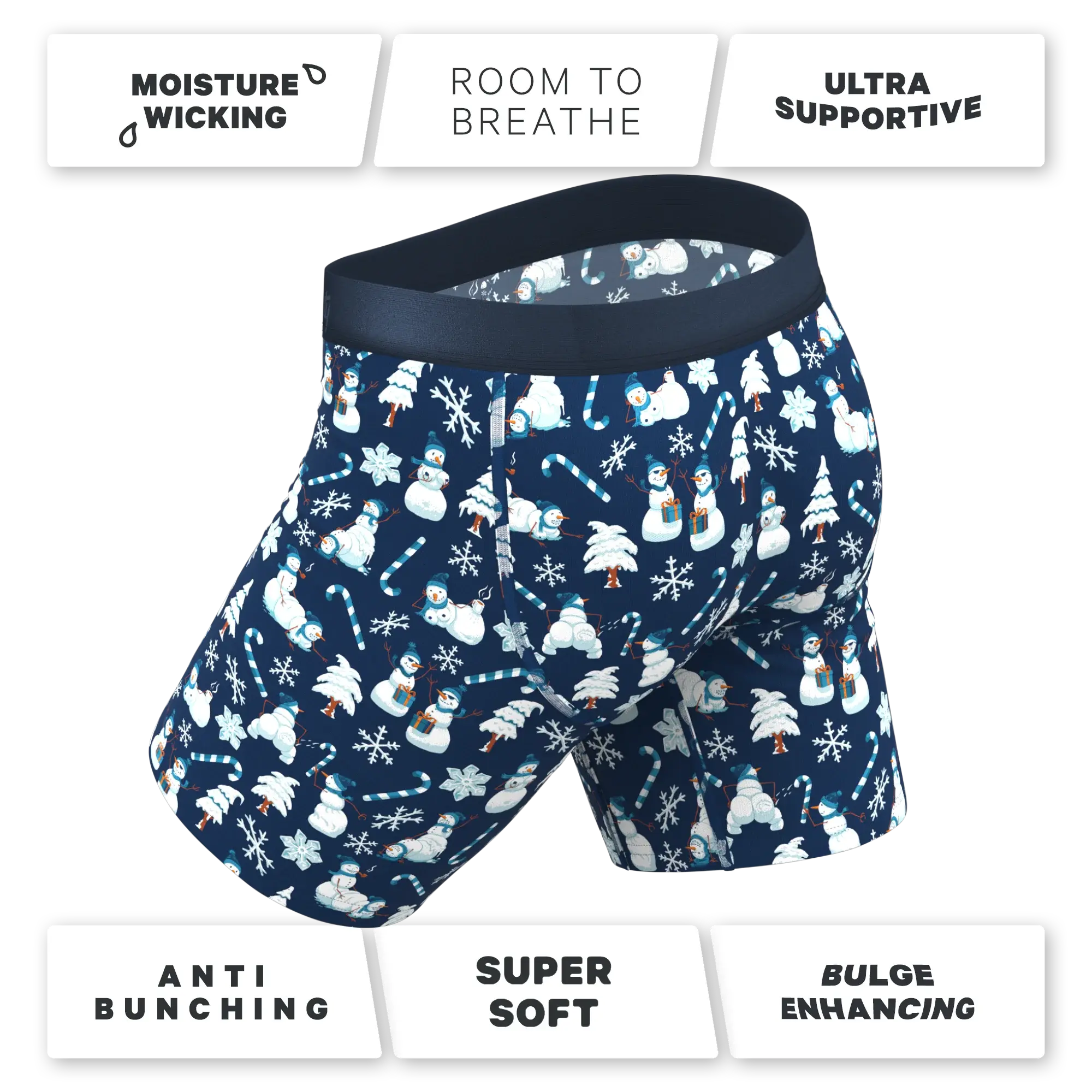 The Big Blizzard | Naughty Snowmen Long Leg Ball Hammock® Pouch Underwear With Fly - Shinesty - Flyclothing LLC