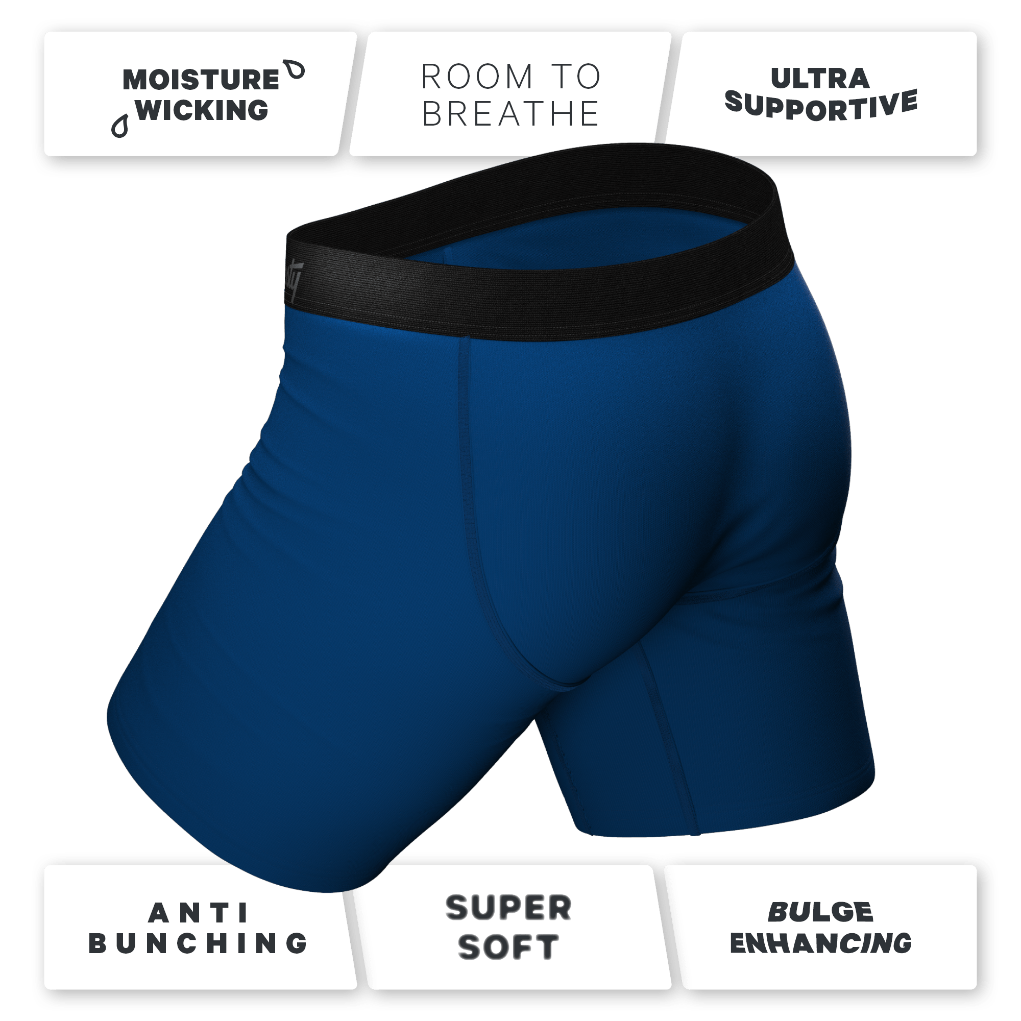 The Big Blue | Navy Long Leg Ball Hammock® Pouch Underwear With Fly - Shinesty