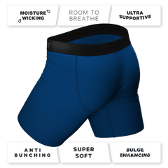 The Big Blue | Navy Long Leg Ball Hammock® Pouch Underwear With Fly - Shinesty