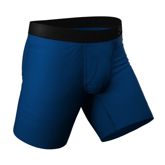 The Big Blue | Navy Long Leg Ball Hammock® Pouch Underwear With Fly - Shinesty