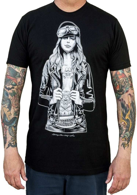 Black Market Art Company Biker Girl Men's T-Shirt - Black Market Art Company - Flyclothing LLC