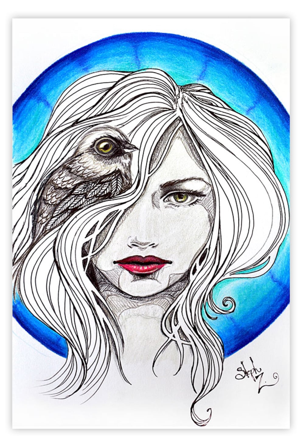 Black Market Art Company Bird Brain Girl Print