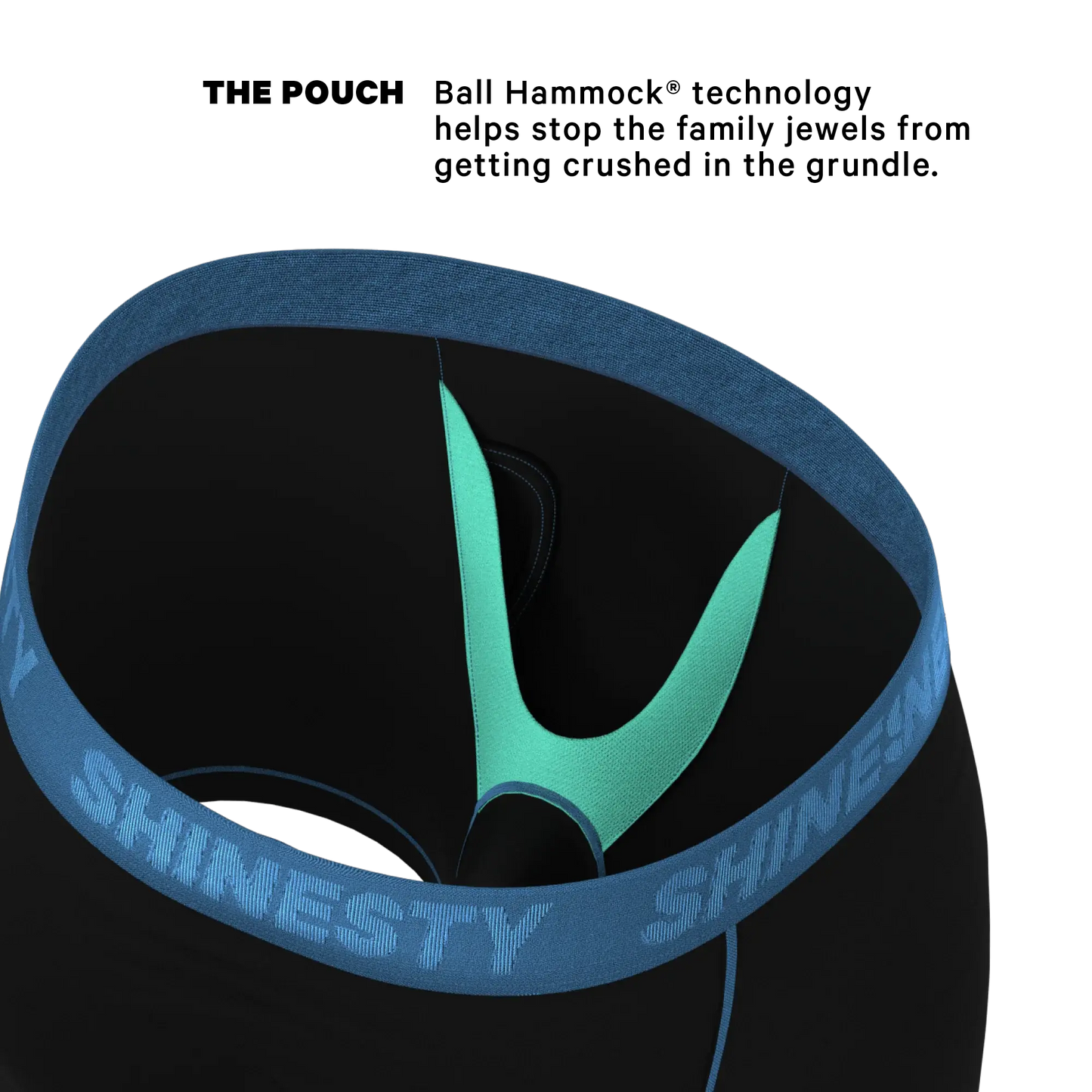 The Black Hole | Black and Blue Ball Hammock® Pouch Underwear With Fly - Shinesty - Flyclothing LLC