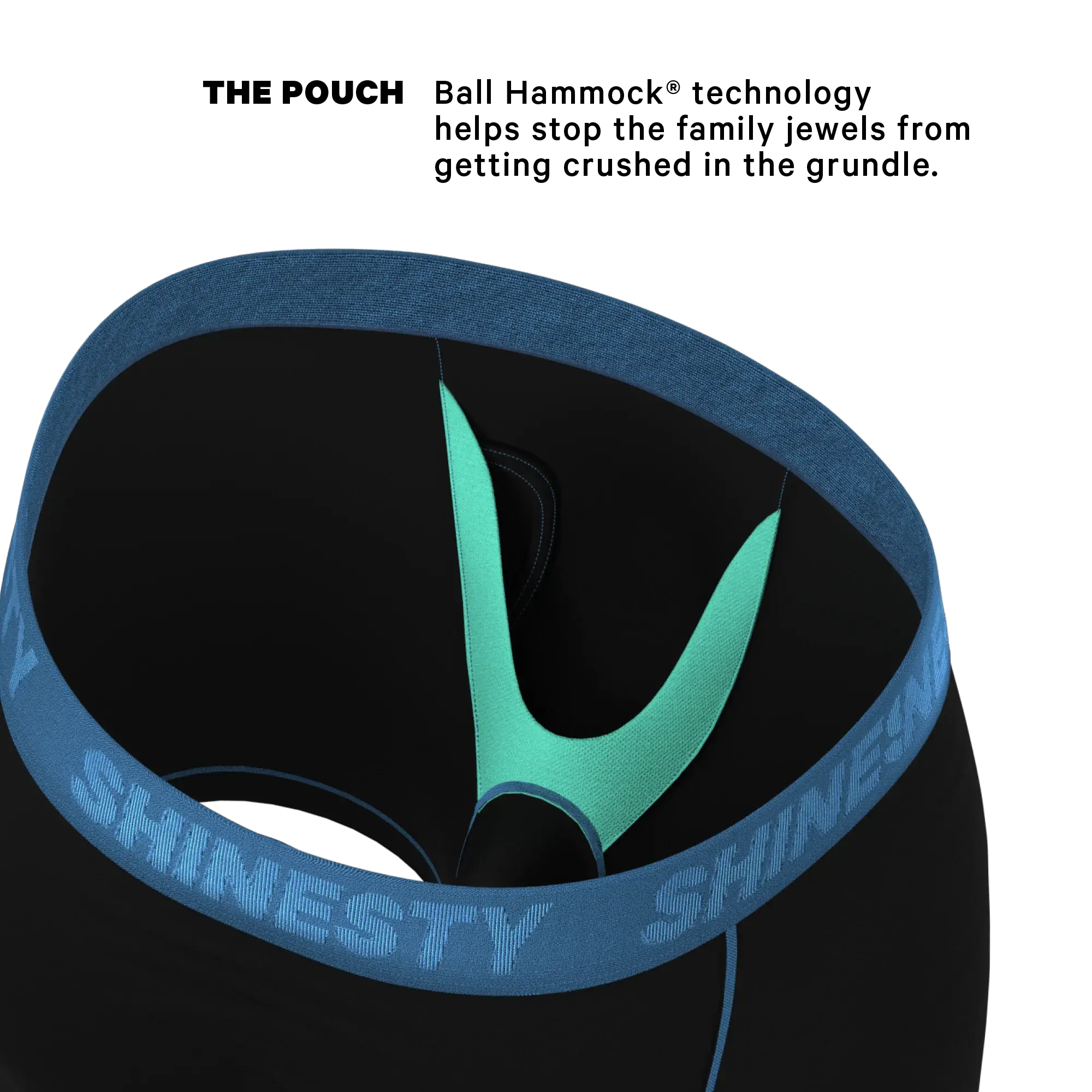 The Black Hole | Black and Blue Ball Hammock® Pouch Underwear With Fly - Shinesty - Flyclothing LLC