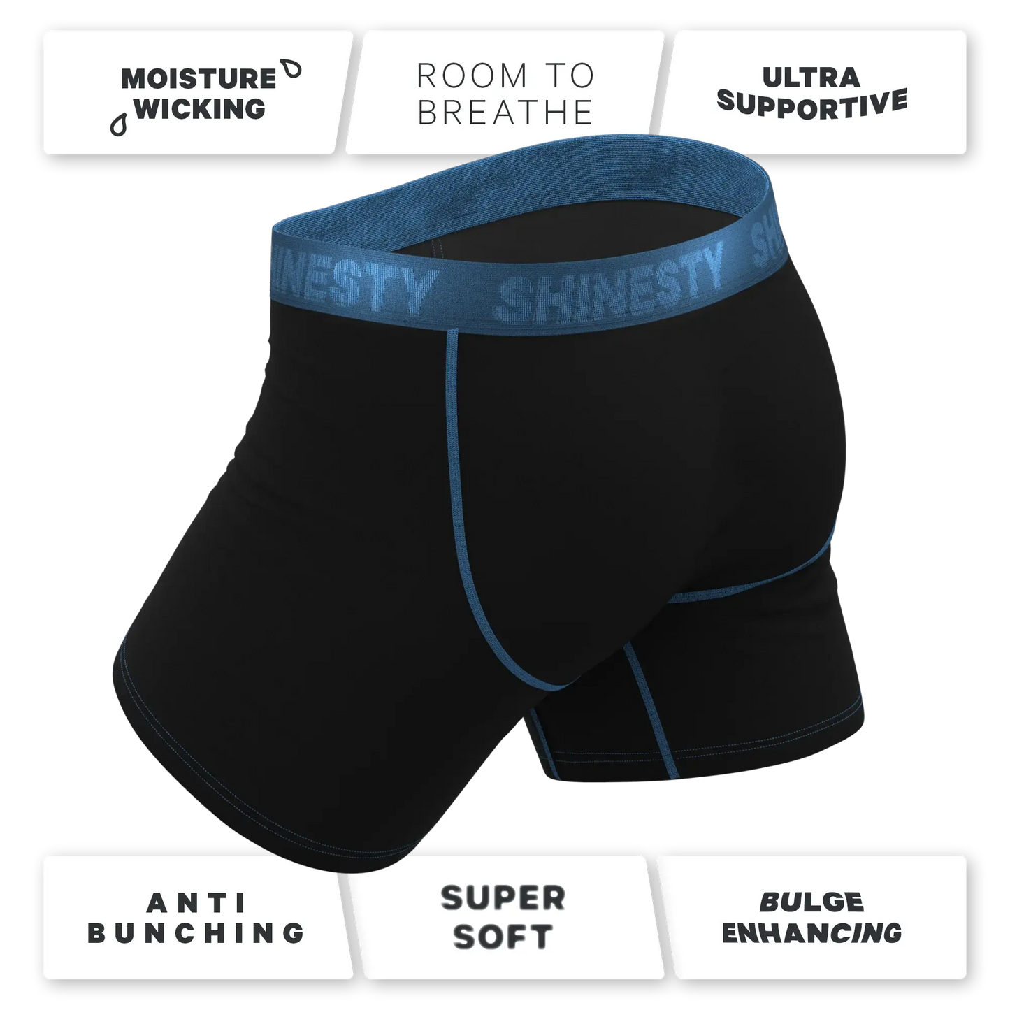 The Black Hole | Black and Blue Ball Hammock® Pouch Underwear With Fly - Shinesty - Flyclothing LLC
