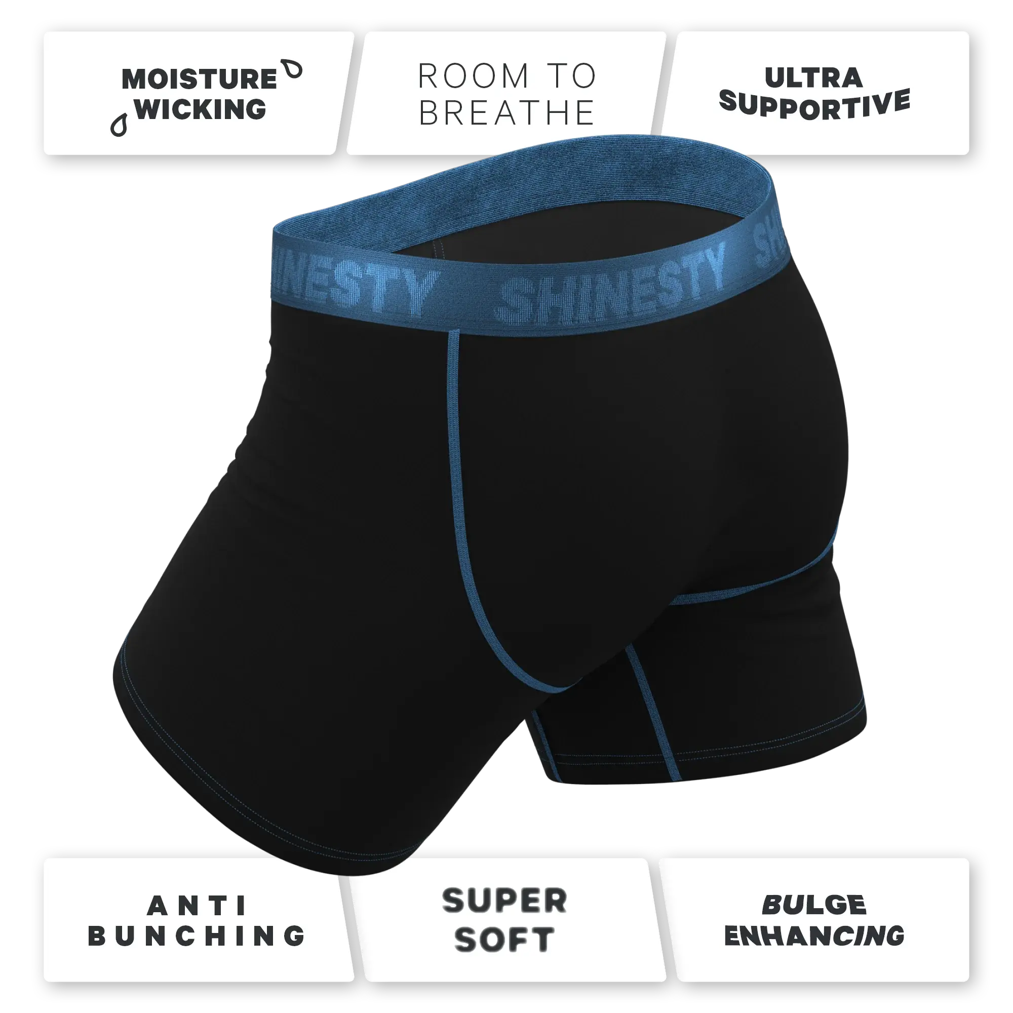 The Black Hole | Black and Blue Ball Hammock® Pouch Underwear With Fly - Shinesty - Flyclothing LLC