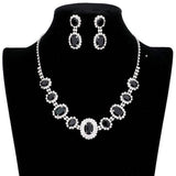 Oval Stone Accented Rhinestone Trimmed Necklace - Madeline Love - Flyclothing LLC