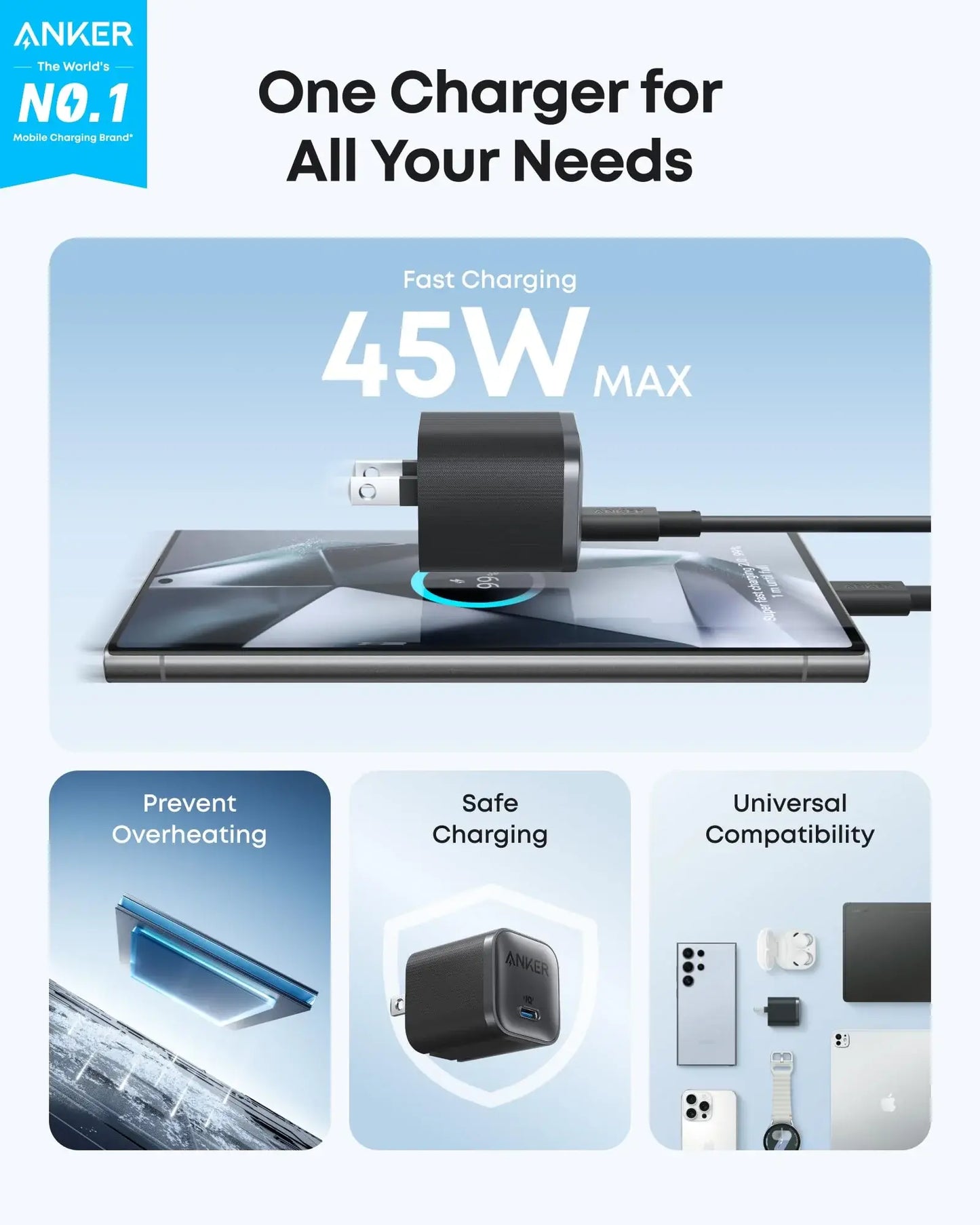 Anker Nano Charger (45W) with USB-C to USB-C Cable - Anker - Flyclothing LLC