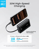 Anker Zolo Power Bank (10K, 30W) with a 5.4-inch (13.7 cm) built-in USB-C cable. - Anker - Flyclothing LLC
