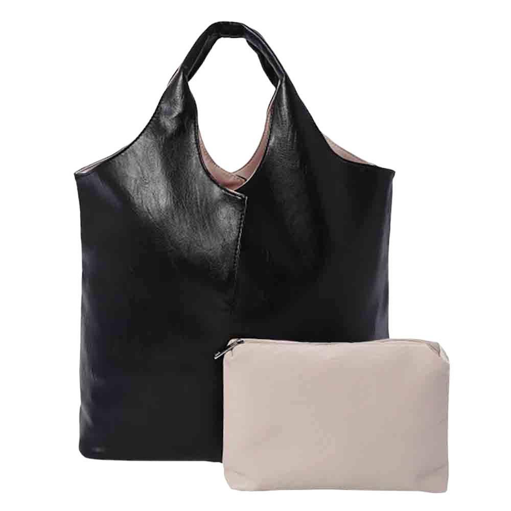 2PCS Reversible Metallic Tote and Pouch Bags - Madeline Love - Flyclothing LLC