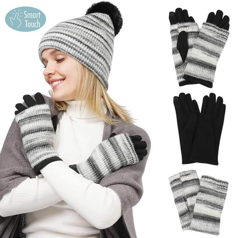 3 In 1 Multi Colored Touch Smart Gloves - Madeline Love - Flyclothing LLC