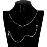 3PCS Chevron Accented Rectangle Stone Necklace Jewelry Set - Madeline Love - Flyclothing LLC