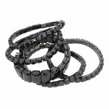 5Pcs Rectangle Round Stone Stretch Multi Layered Bracelets - Madeline Love - Flyclothing LLC