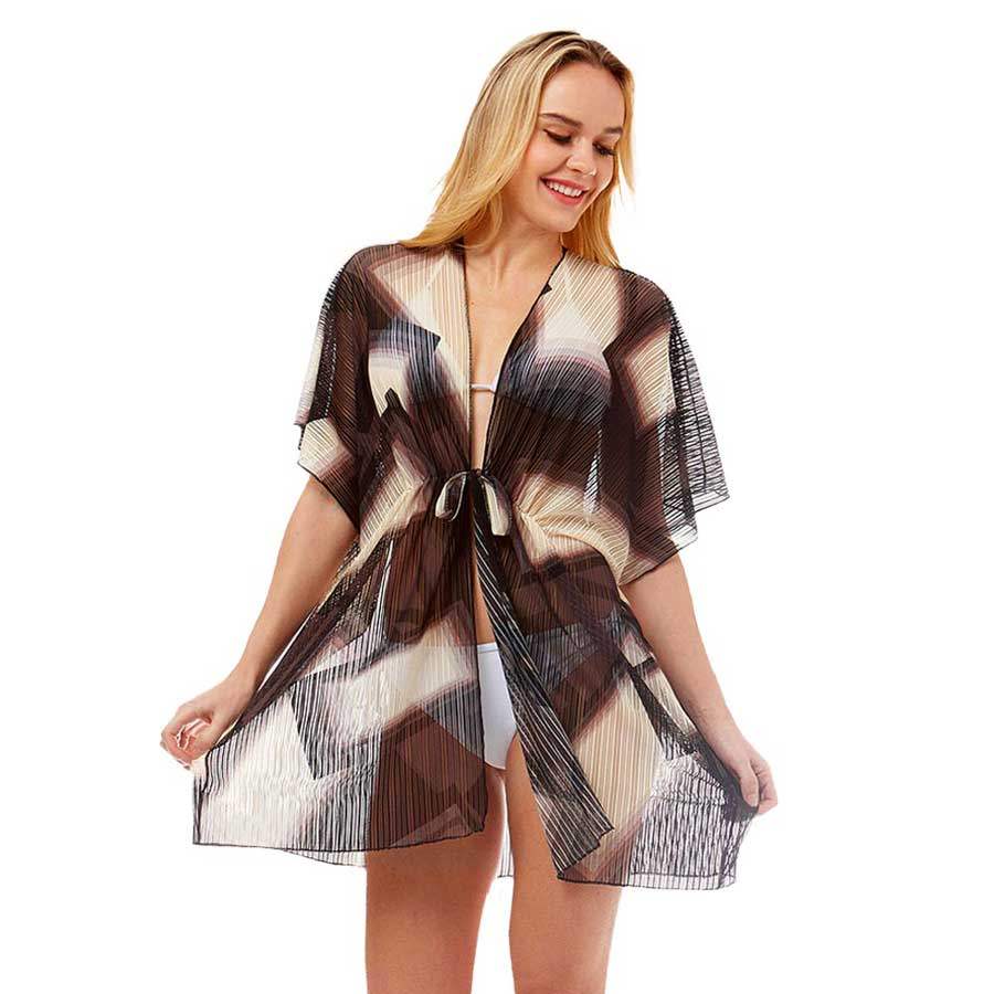 Abstract Square Pattern Cover Up Poncho - Madeline Love - Flyclothing LLC