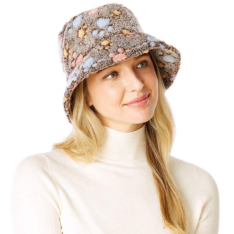 Animal Paw Faux Fur Bucket Hat - Madeline Love - Flyclothing LLC
