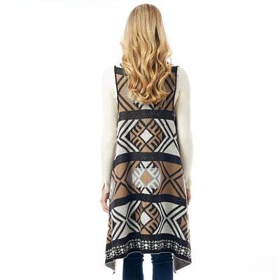 Aztec Pattern Vest With Button - Madeline Love - Flyclothing LLC