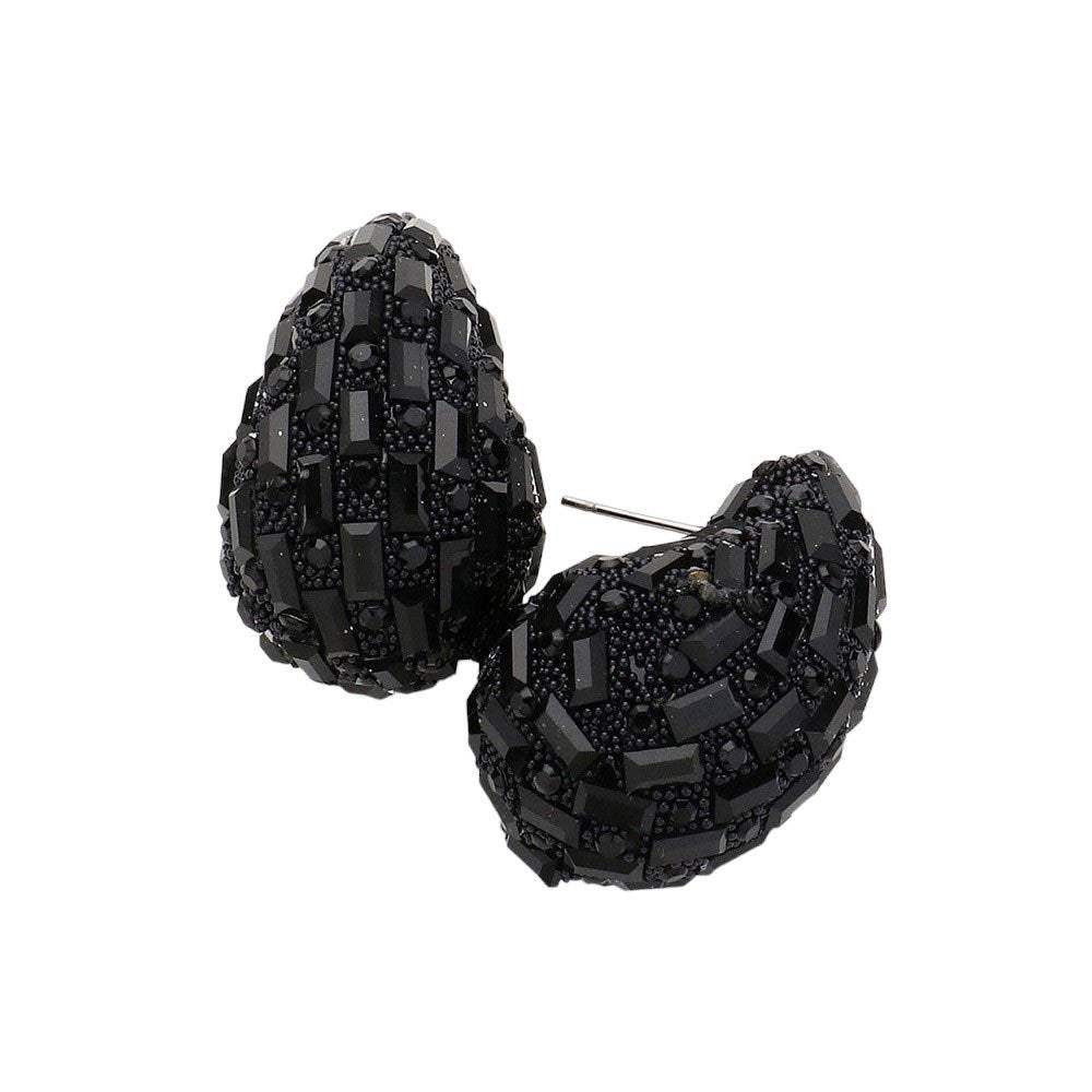 Baguette Stone Embellished Teardrop Earrings - Madeline Love - Flyclothing LLC