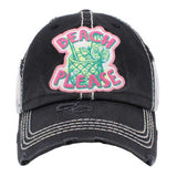 Beach Please Message Mesh Back Vintage Baseball Cap