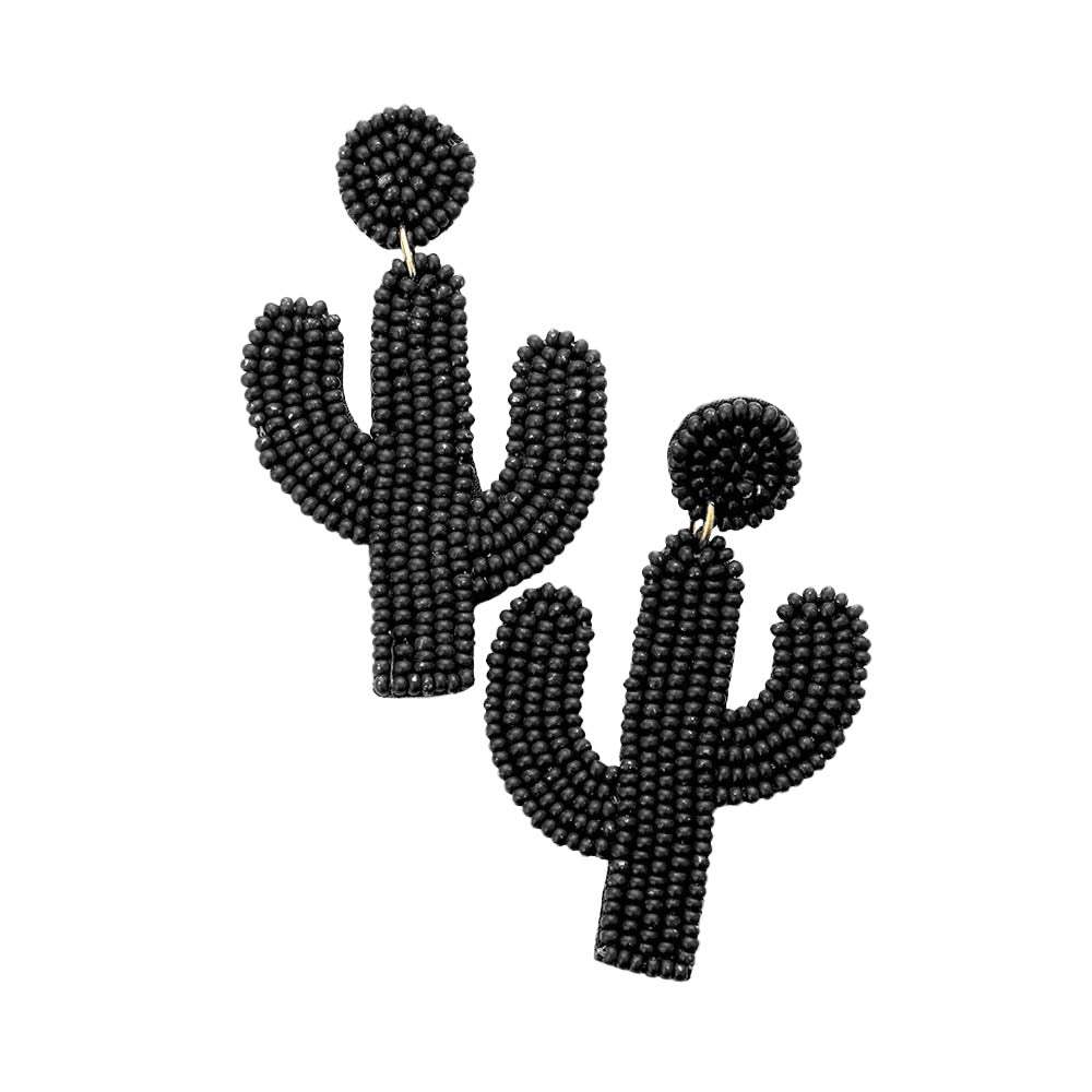 Beaded Cactus Drop Dangle Earrings - Madeline Love - Flyclothing LLC