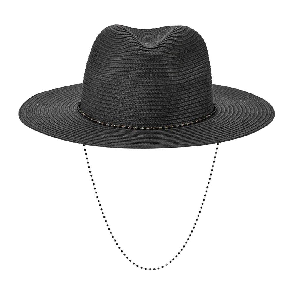 Beaded Chin Tie Straw Sun Hat - Madeline Love - Flyclothing LLC