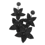 Beaded Double Flower Link Dangle Earrings - Madeline Love - Flyclothing LLC