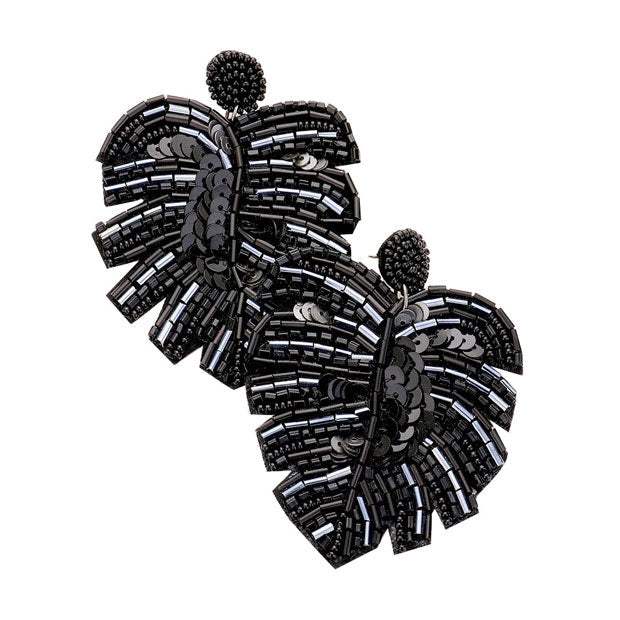 Beaded Tropical Leaf Dangle Earrings - Madeline Love - Flyclothing LLC