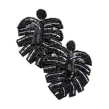 Beaded Tropical Leaf Dangle Earrings - Madeline Love - Flyclothing LLC
