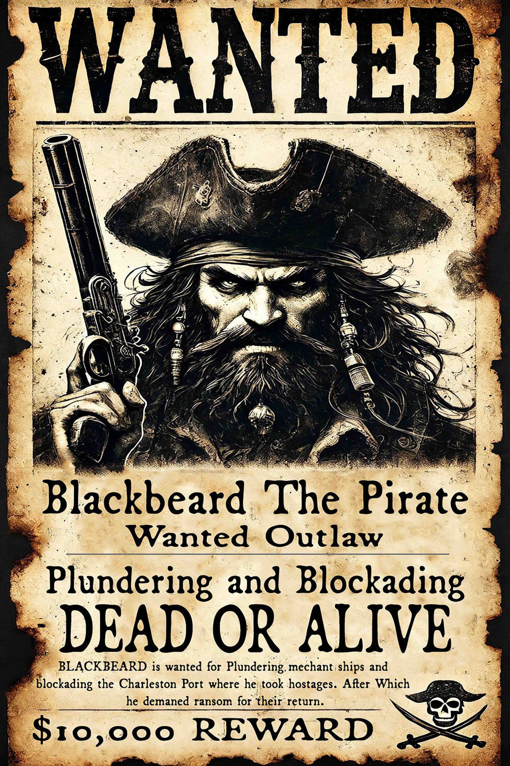 Black Market Art Company BLACK BEARD WANTED Art Prints Print