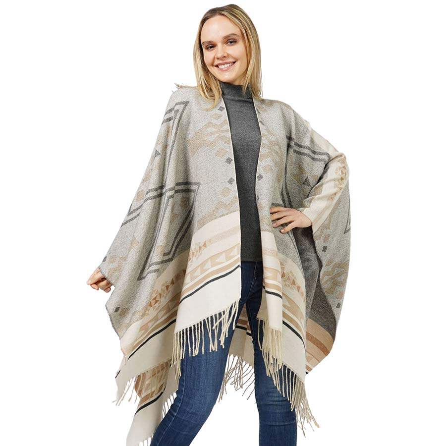 Beautiful Aztec Patterned Cape Poncho - Madeline Love - Flyclothing LLC