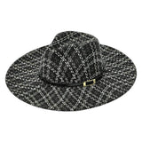 Belt Band Accented Check Patterned Panama Hat - Madeline Love - Flyclothing LLC