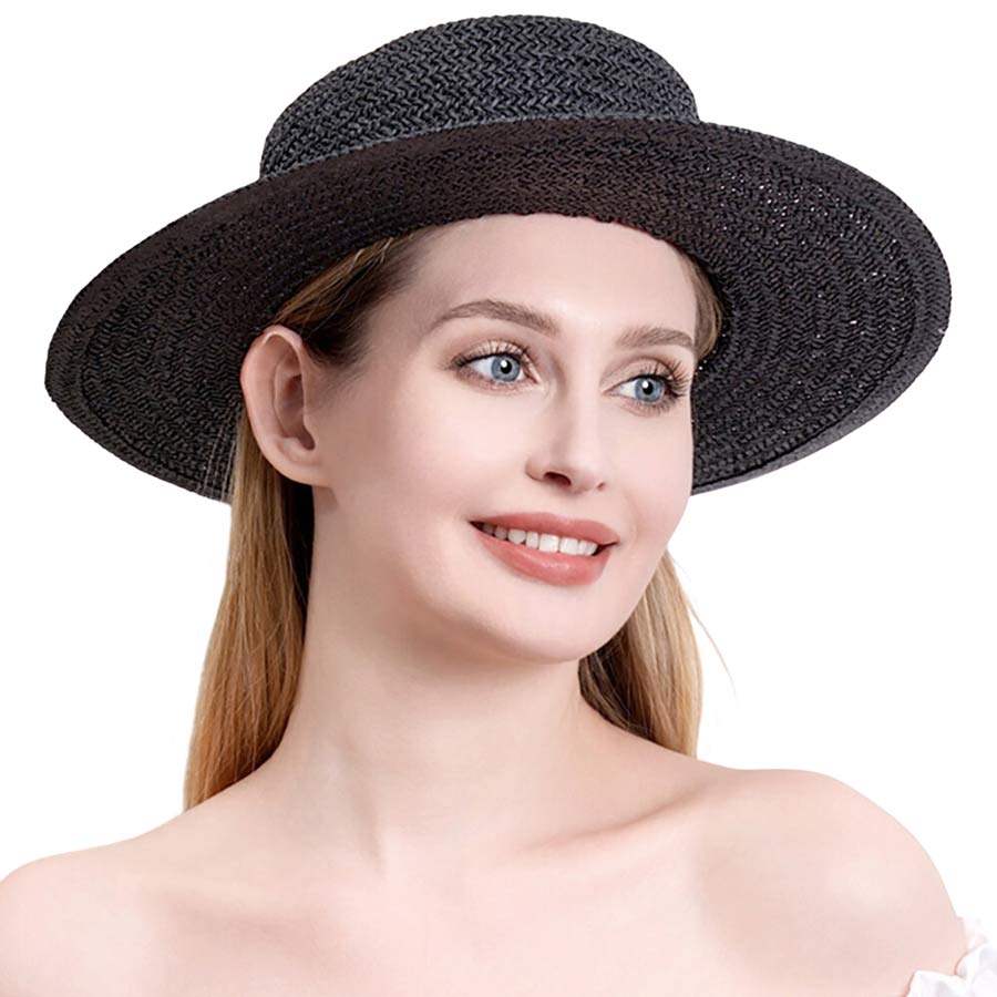 Black Band Straw Sun Hat - Madeline Love - Flyclothing LLC