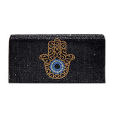 Bling Evil Eye Hamsa Hand Evening Clutch Crossbody Bag - Madeline Love - Flyclothing LLC