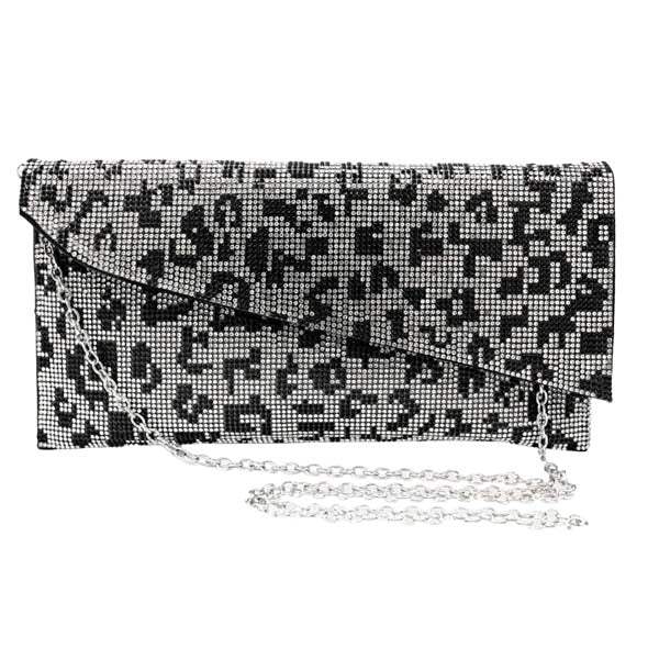 Bling Leopard Patterned Evening Clutch Crossbody Bag - Madeline Love - Flyclothing LLC