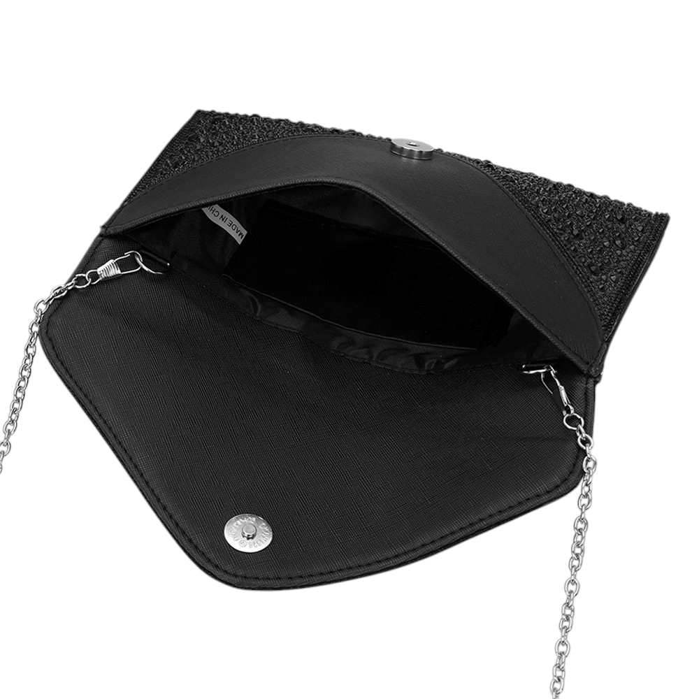 Bling Stone Studded Flap Envelop Evening Clutch Bag / Crossbody Bag - Madeline Love - Flyclothing LLC