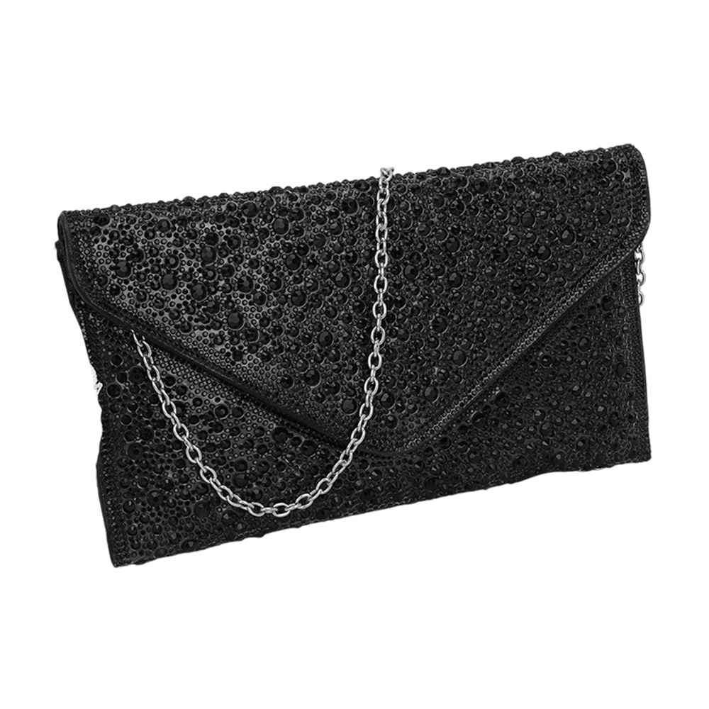 Bling Stone Studded Flap Envelop Evening Clutch Bag / Crossbody Bag - Madeline Love - Flyclothing LLC