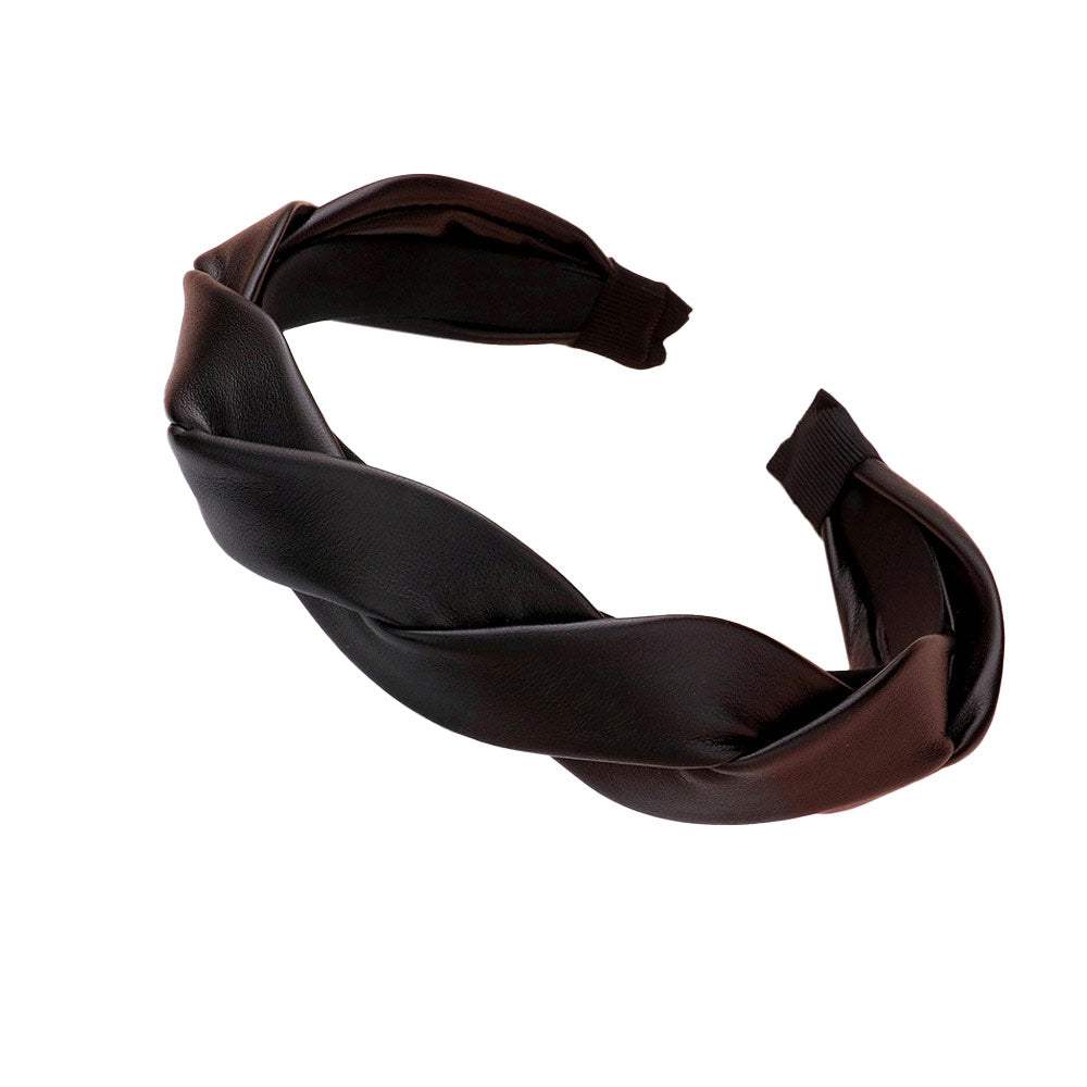 Braided Solid Faux Leather Headband - Madeline Love - Flyclothing LLC