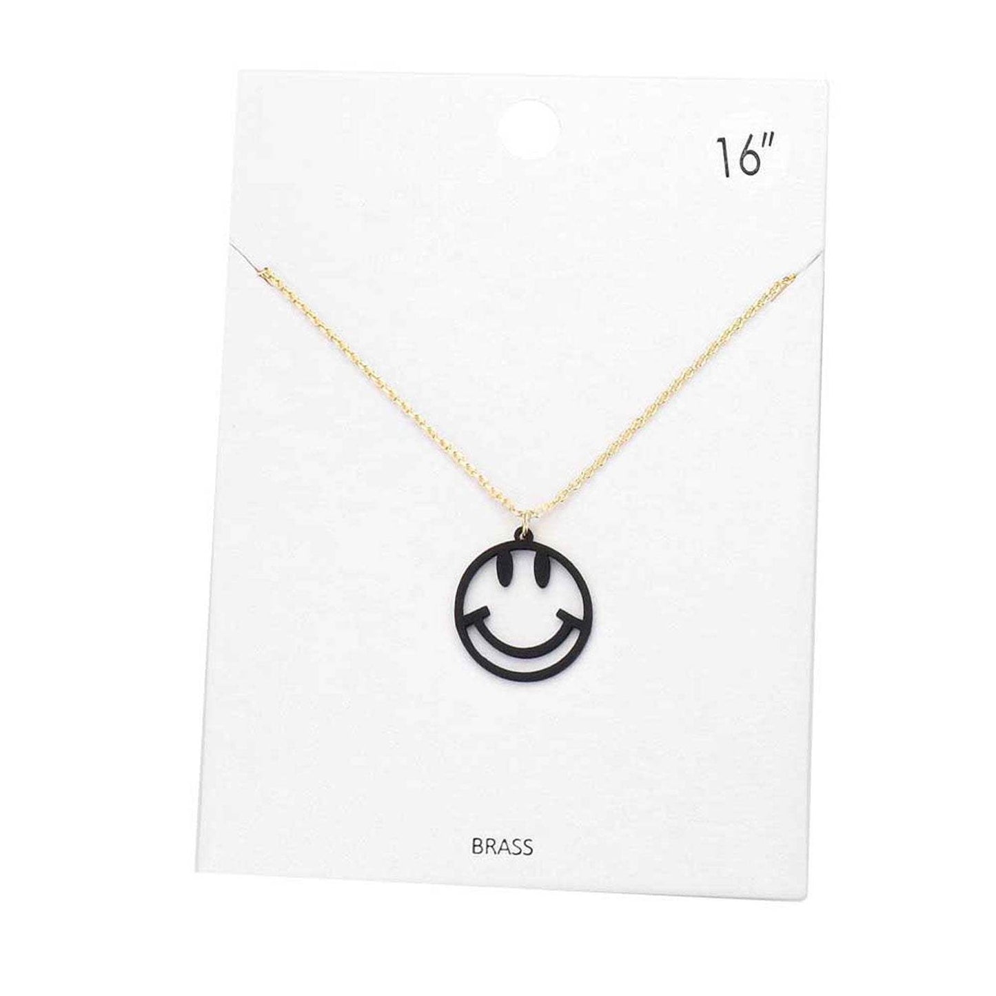 Fashionable Brass Metal Smile Pendant Necklace - Madeline Love - Flyclothing LLC