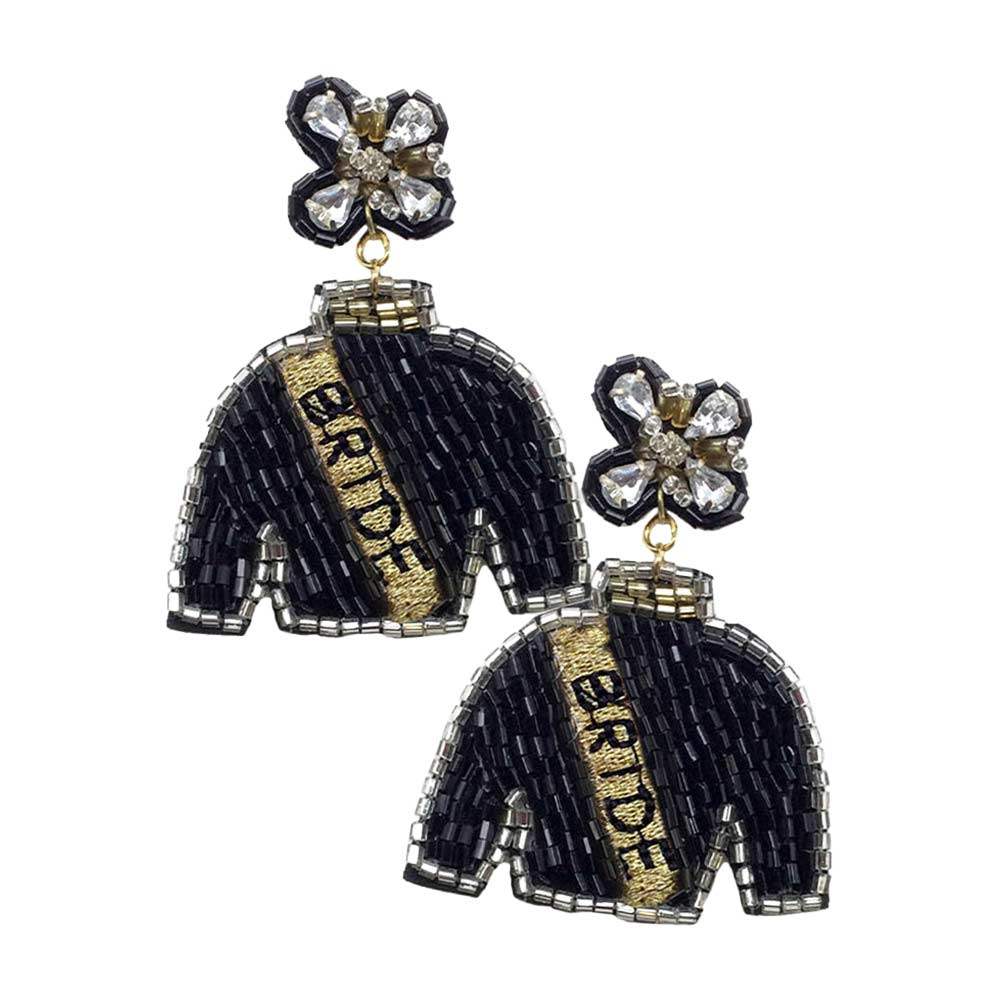 Bride Felt Back Beaded Suit Dangle Earrings - Madeline Love - Flyclothing LLC
