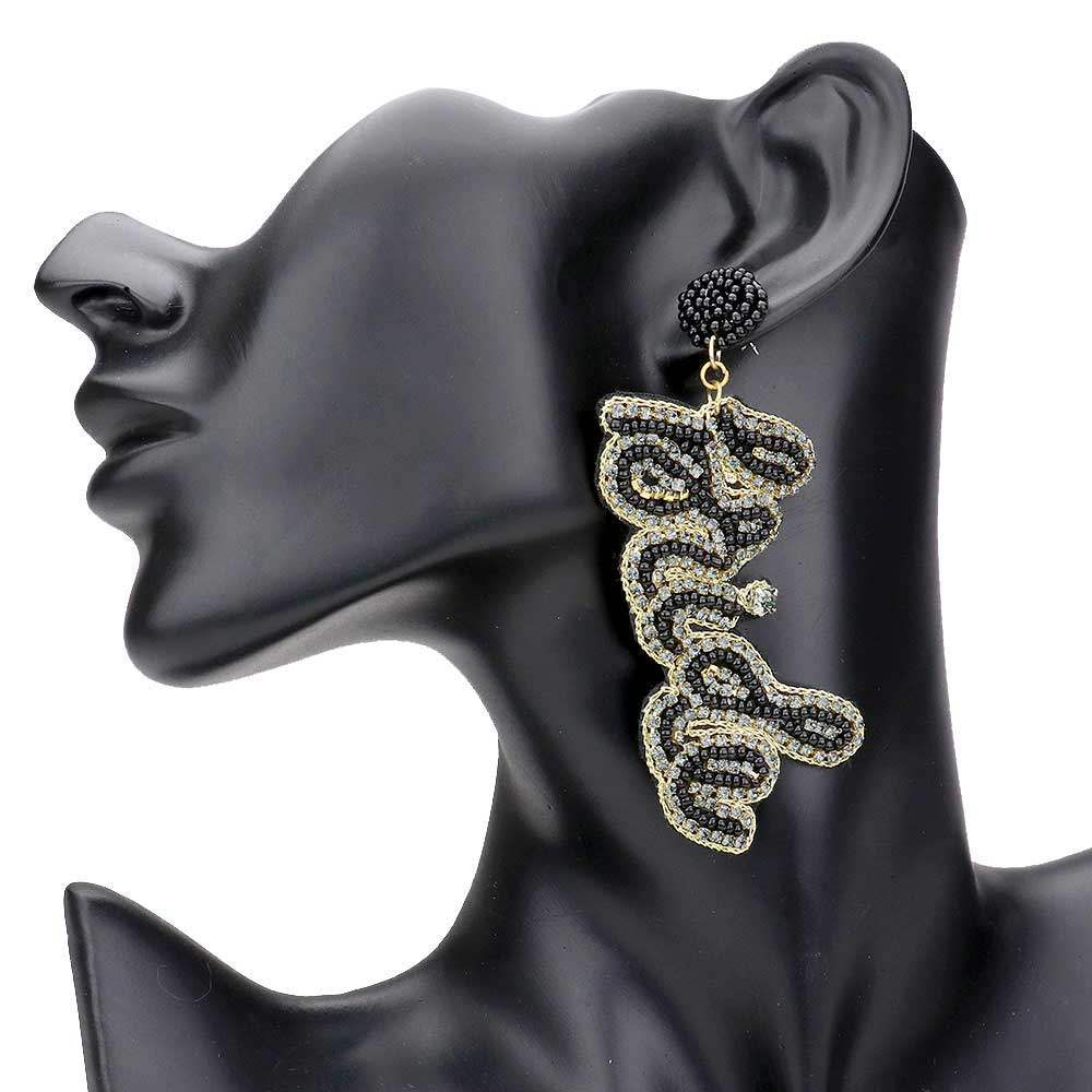 Bride Felt Back Rhinestone Beaded Message Dangle Earrings - Madeline Love - Flyclothing LLC