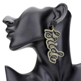 Bride Felt Back Rhinestone Beaded Message Dangle Earrings - Madeline Love - Flyclothing LLC