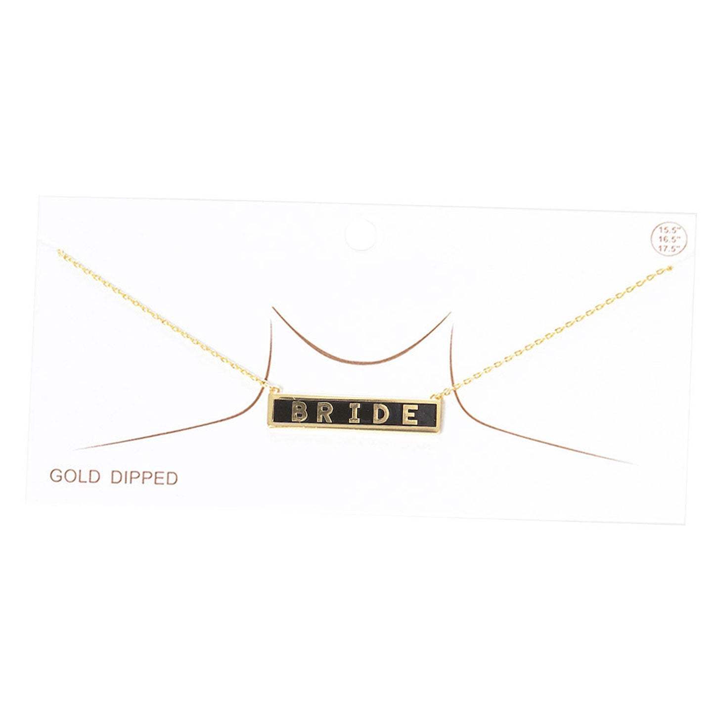 Bride Gold Dipped Enamel Rectangle Message Pendant Necklace - Madeline Love - Flyclothing LLC