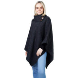 Button Deco Collar Poncho Ruana Wrap - Madeline Love - Flyclothing LLC
