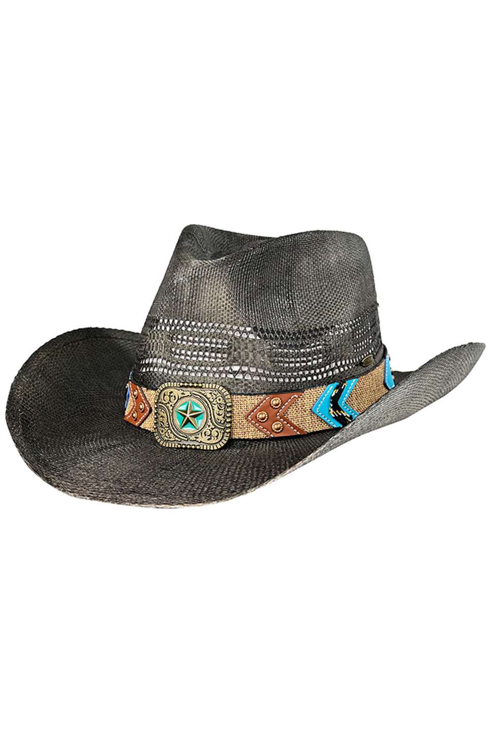 C.C Western Pattern Vegan Patch Band Cowboy Hat - Madeline Love - Flyclothing LLC