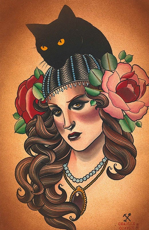 Black Market Art Company Black Cat Print