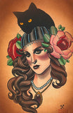 Black Market Art Company Black Cat Print