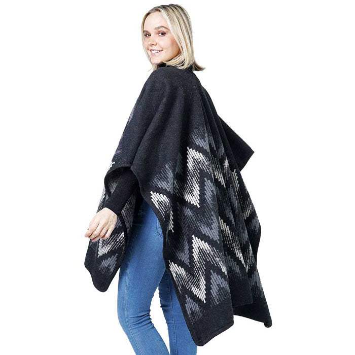 Chevron Pattern Cape Poncho Shawl Wrap - Madeline Love - Flyclothing LLC