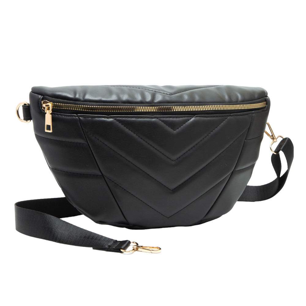 Chevron Patterned Solid Sling Bag - Madeline Love - Flyclothing LLC